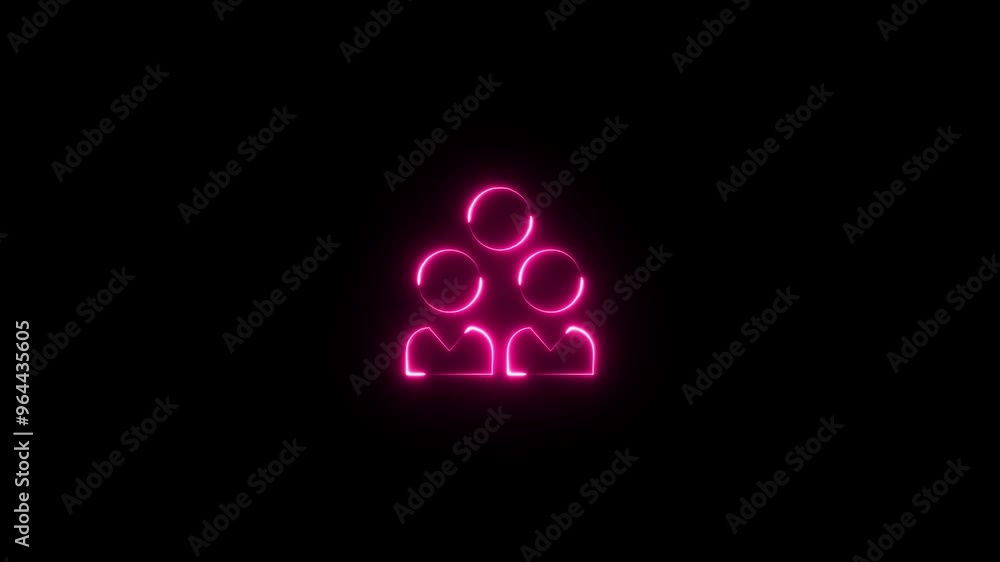 glowing neon purple red color people animation icon man person male contact animated on black background. glowing neon purple red color people animation icon man person male contact animated on black background.
