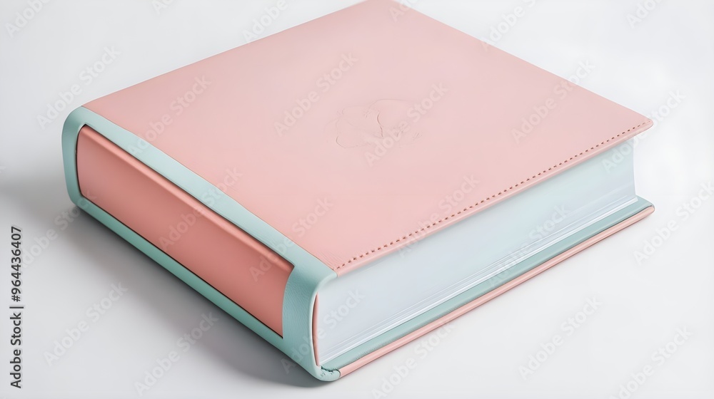 Pink and Mint Green Leather Bound Book on White Background Pink and Mint Green Leather Bound Book on White Background