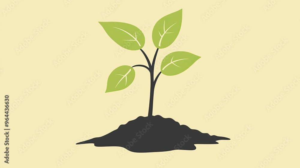 Icon of a small sapling growing, representing new beginnings and environmental care. Icon of a small sapling growing, representing new beginnings and environmental care.