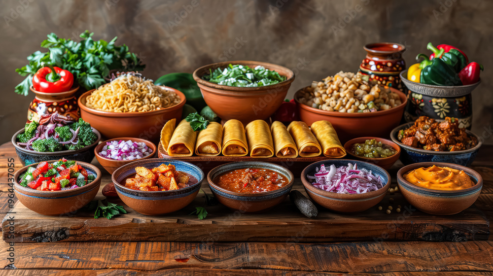 A table full of food with many bowls of different colors and sizes. The bowls are filled with various types of food, including beans, vegetables, and sauces. The table is set up for a meal A table full of food with many bowls of different colors and sizes. The bowls are filled with various types of food, including beans, vegetables, and sauces. The table is set up for a meal