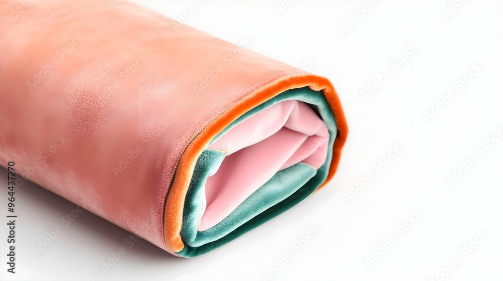 Rolled Fabric Texture, Soft Pastel Colors, Close-Up Rolled Fabric Texture, Soft Pastel Colors, Close-Up