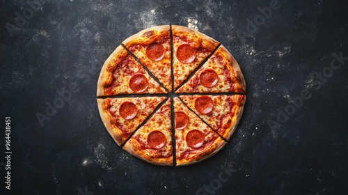 Pizza icon showing a whole pizza with evenly spaced slices, emphasizing a classic look with toppings.