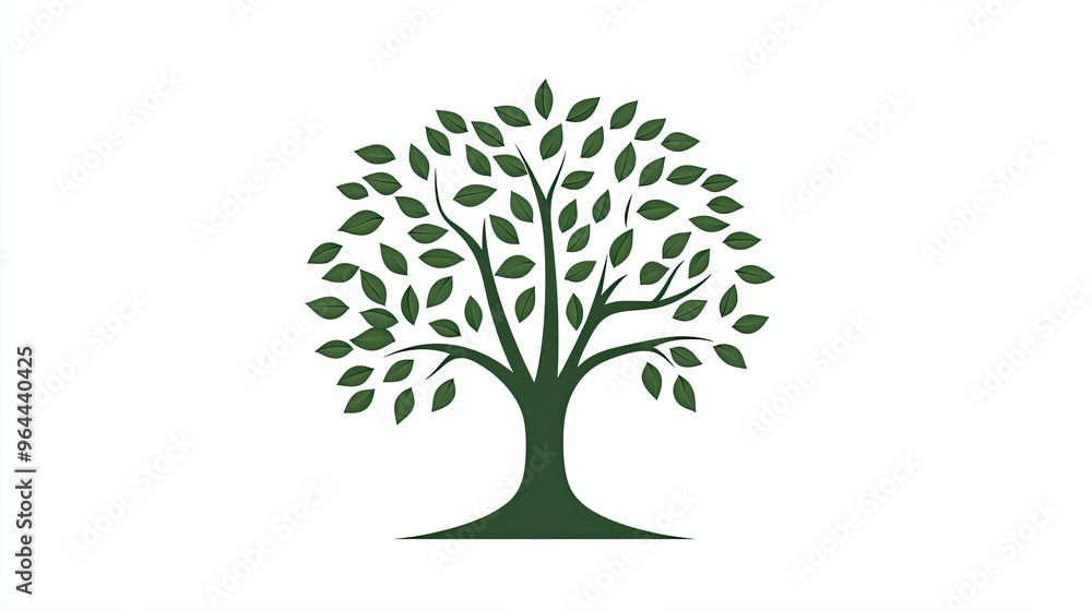 Tree icon featuring broad branches with leaves extending outwards, representing growth and sustainability. Tree icon featuring broad branches with leaves extending outwards, representing growth and sustainability.