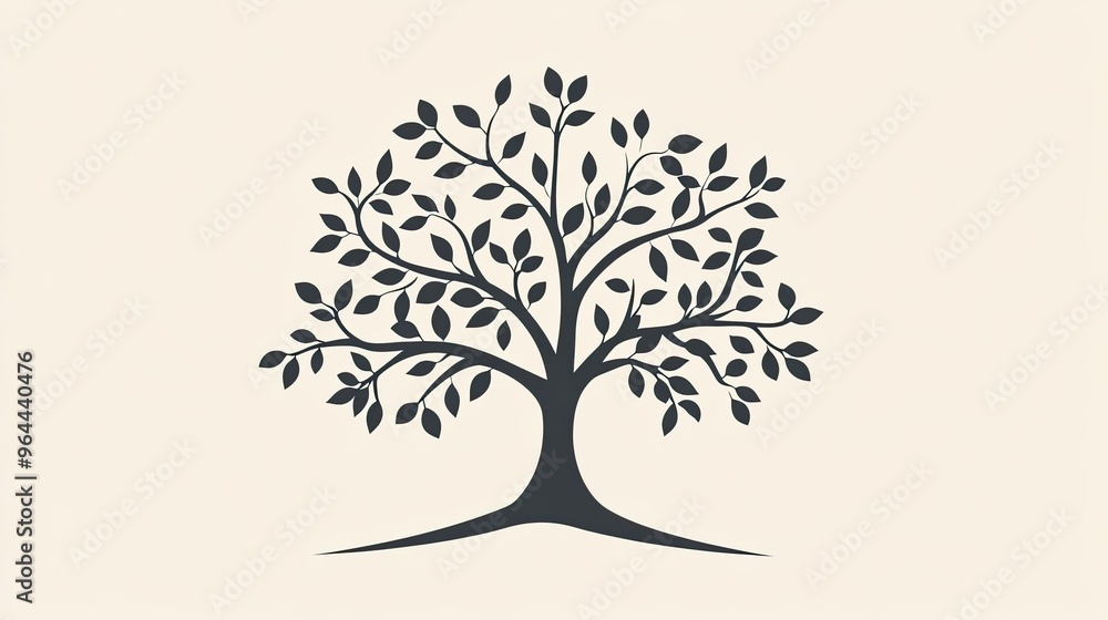 Tree icon featuring broad branches with leaves extending outwards, representing growth and sustainability. Tree icon featuring broad branches with leaves extending outwards, representing growth and sustainability.