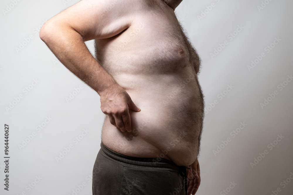 Overweight Man's Torso Close-Up.. Overweight Man's Torso Close-Up..