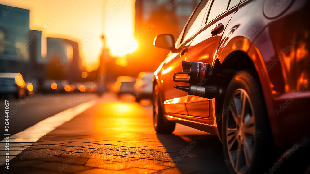 A car is parked on the side of the road with the sun setting behind it, cars at night, cars in the night, cars on the road A car is parked on the side of the road with the sun setting behind it, cars at night, cars in the night, cars on the road