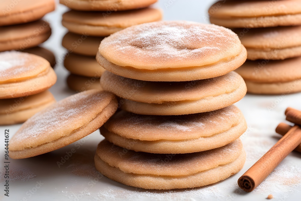 A stack of Snickerdoodle cookies with a cinnamon sugar coating, Ai Generated A stack of Snickerdoodle cookies with a cinnamon sugar coating, Ai Generated