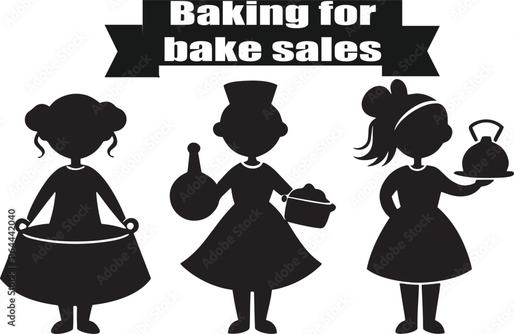 Baking for Bake Sales Shadowy Silhouette Vector Art Pack Baking for Bake Sales Shadowy Silhouette Vector Art Pack