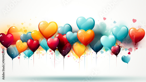Digital art selected for the, colorful balloons background, colorful balloons on a blue background, colorful balloons