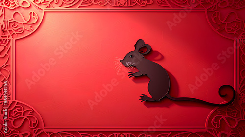 Chinese zodiac year of the rat with a dominant red background photo