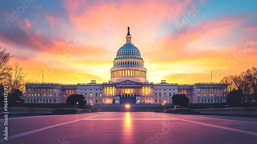 United States Capitol Building at Sunset