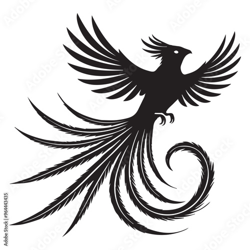 Bird Clipart - Resplendent quetzal Silhouette - Resplendent Quetzal Bird Vector Illustration in black and white 