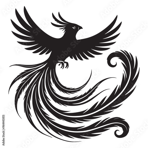 Bird Clipart - Resplendent quetzal Silhouette - Resplendent Quetzal Bird Vector Illustration in black and white 