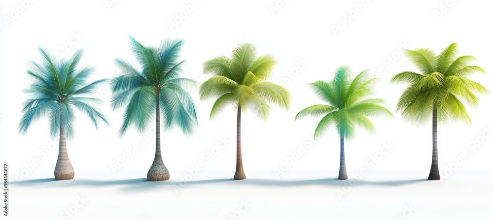 Obraz premium Coconut Trees Set isolated on white background 