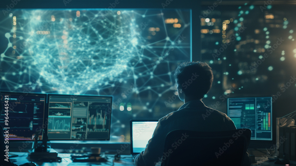 Student automating tasks with AI in a futuristic workspace with floating digital interfaces and a calm, productive atmosphere. Student automating tasks with AI in a futuristic workspace with floating digital interfaces and a calm, productive atmosphere.