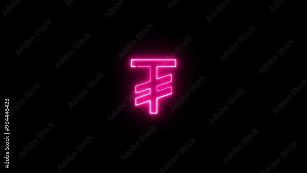 neon light Tugrik-sign free interface icon animation on black background. neon light Tugrik-sign free interface icon animation on black background.