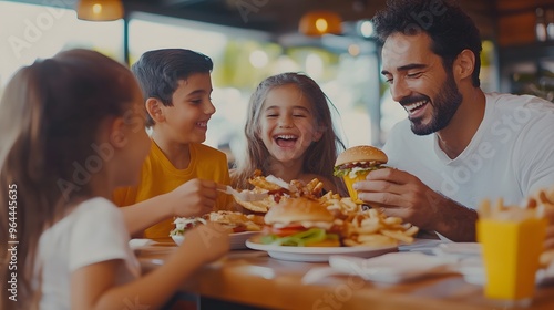 Happy Family Enjoying a Meal Together photo