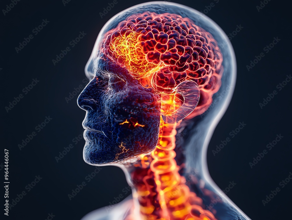 Endocrine system, glands and hormone pathways, 3D illustration Endocrine system, glands and hormone pathways, 3D illustration