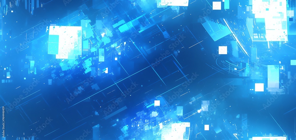 Glowing abstract shapes floating in a virtual space, digital glowtime, innovative and futuristic Glowing abstract shapes floating in a virtual space, digital glowtime, innovative and futuristic