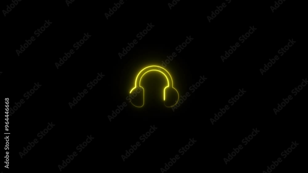 Glowing neon line Headphones icon isolated on black background. Glowing neon line Headphones icon isolated on black background.