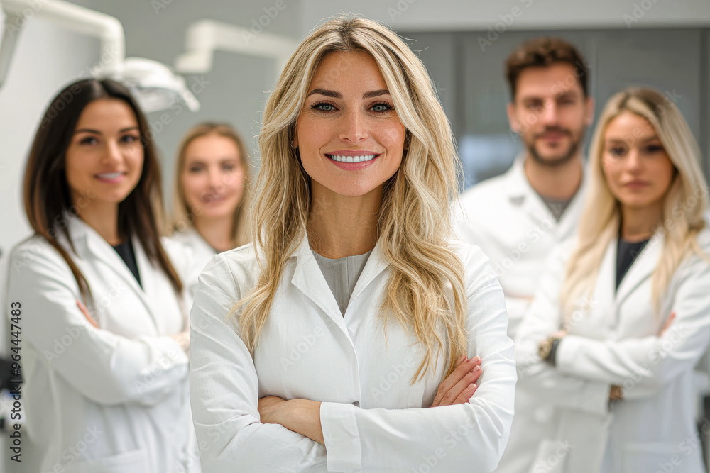A group of people in white lab coats are posing for a photo A group of people in white lab coats are posing for a photo