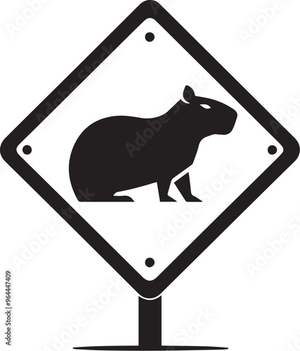 CAPYBARA IN TRAFFIC SIGN FOR GRAPHIC DESIGN AND VECTORS, VECTORIZED IMAGE FOR DIGITAL CONTENT CREATION OF TRAFFIC SIGNS WITH CAPYBARA