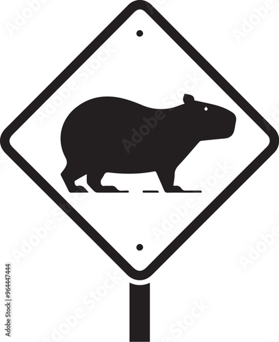 CAPYBARA IN TRAFFIC SIGN FOR GRAPHIC DESIGN AND VECTORS, VECTORIZED IMAGE FOR DIGITAL CONTENT CREATION OF TRAFFIC SIGNS WITH CAPYBARA