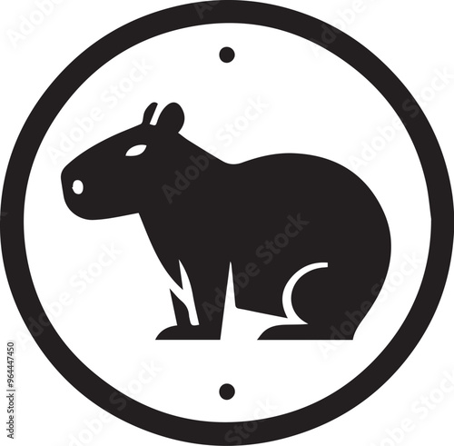CAPYBARA IN TRAFFIC SIGN FOR GRAPHIC DESIGN AND VECTORS, VECTORIZED IMAGE FOR DIGITAL CONTENT CREATION OF TRAFFIC SIGNS WITH CAPYBARA