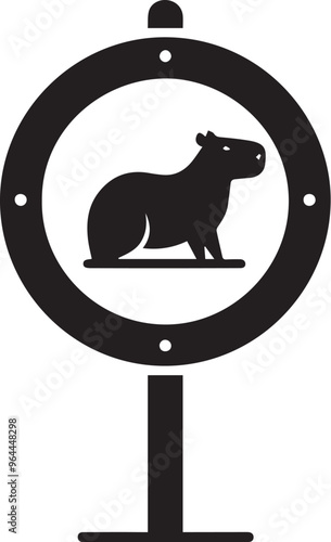 CAPYBARA IN TRAFFIC SIGN FOR GRAPHIC DESIGN AND VECTORS, VECTORIZED IMAGE FOR DIGITAL CONTENT CREATION OF TRAFFIC SIGNS WITH CAPYBARA