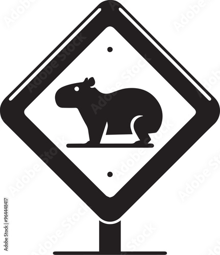 CAPYBARA IN TRAFFIC SIGN FOR GRAPHIC DESIGN AND VECTORS, VECTORIZED IMAGE FOR DIGITAL CONTENT CREATION OF TRAFFIC SIGNS WITH CAPYBARA
