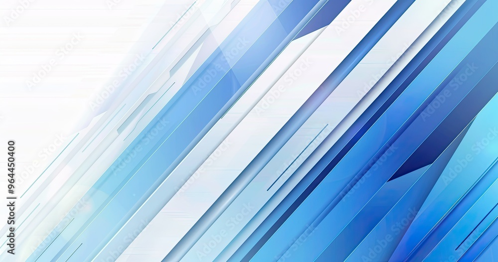 Fototapeta premium A modern abstract design featuring dynamic blue diagonal lines and shapes, conveying a sense of movement and technology.