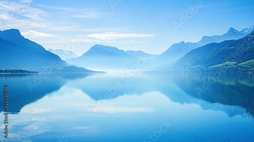 Wallpaper Mural Tranquil Mountain Lake with Reflection of Clouds in Blue Sky Torontodigital.ca