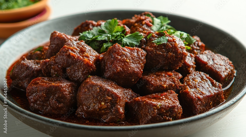 Spicy Beef Stew in a Black Bowl Spicy Beef Stew in a Black Bowl