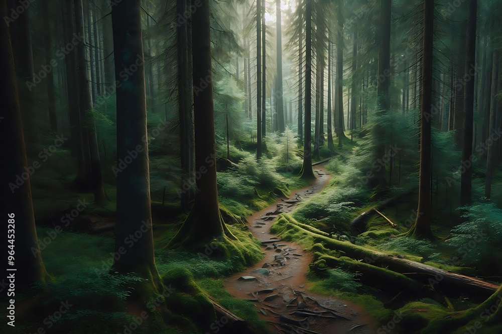Obraz premium forest in the morning fog