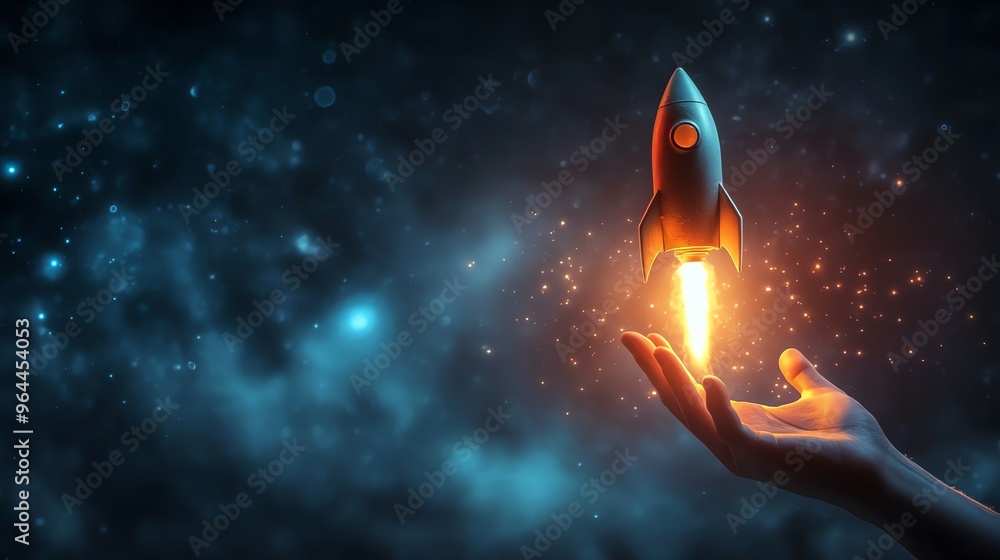 Obraz premium Rocket Launch From Hand.