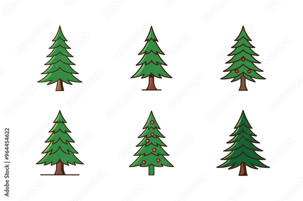 Obraz premium Vector spruce tree art illustration on white background