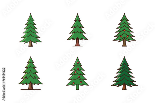 Vector spruce tree art illustration on white background