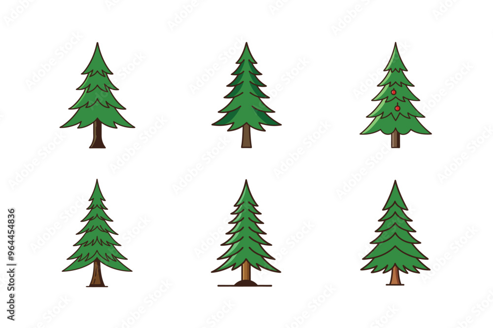 Obraz premium Vector spruce tree art illustration on white background