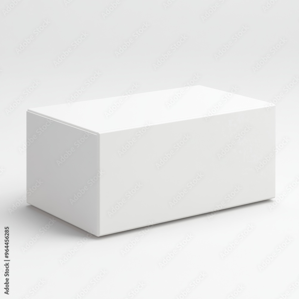 A 3D render of a blank, white rectangular box with smooth edges, ready for customization, isolated on a white background A 3D render of a blank, white rectangular box with smooth edges, ready for customization, isolated on a white background