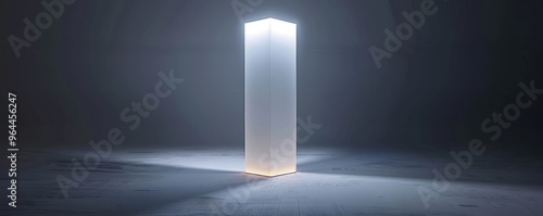 White acrylic pedestal with internal lighting, creating a soft glow effect.