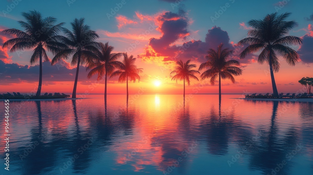 Obraz premium Tropical Sunset Paradise