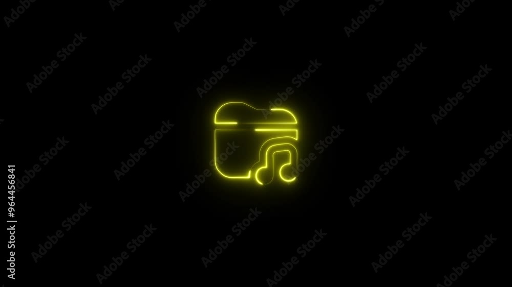 Animated Neon Music Symbol file Classic Melody Sign with Glowing Neon Illuminated Led Light Isolated on Black Background. Animated Neon Music Symbol file Classic Melody Sign with Glowing Neon Illuminated Led Light Isolated on Black Background.