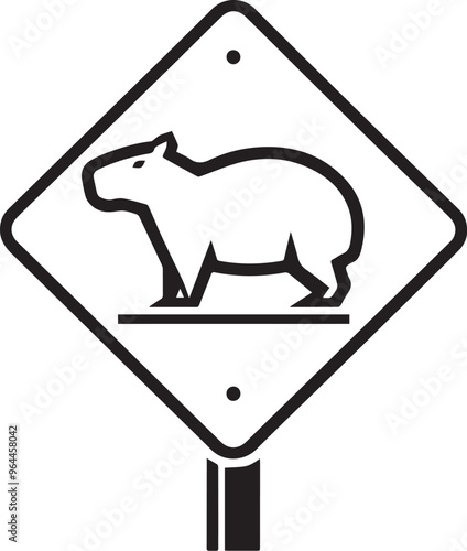 CAPYBARA IN TRAFFIC SIGN FOR GRAPHIC DESIGN AND VECTORS, VECTORIZED IMAGE FOR DIGITAL CONTENT CREATION OF TRAFFIC SIGNS WITH CAPYBARA