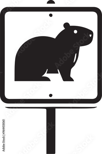 CAPYBARA IN TRAFFIC SIGN FOR GRAPHIC DESIGN AND VECTORS, VECTORIZED IMAGE FOR DIGITAL CONTENT CREATION OF TRAFFIC SIGNS WITH CAPYBARA