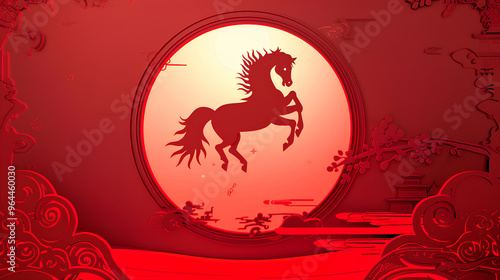 Wallpaper Mural Chinese zodiac horse year with red background Torontodigital.ca