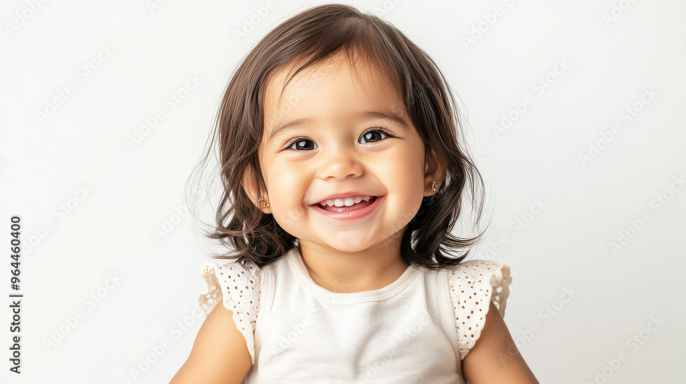 Portrait of Smiling Latina toddler girl, sitting happily ,isolated on a pure white background Portrait of Smiling Latina toddler girl, sitting happily ,isolated on a pure white background
