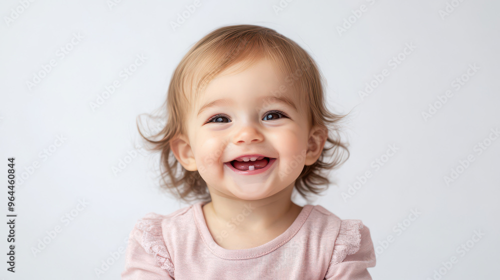 Portrait of Smiling Caucasian toddler girl, sitting joyfully ,isolated on a pure white background Portrait of Smiling Caucasian toddler girl, sitting joyfully ,isolated on a pure white background
