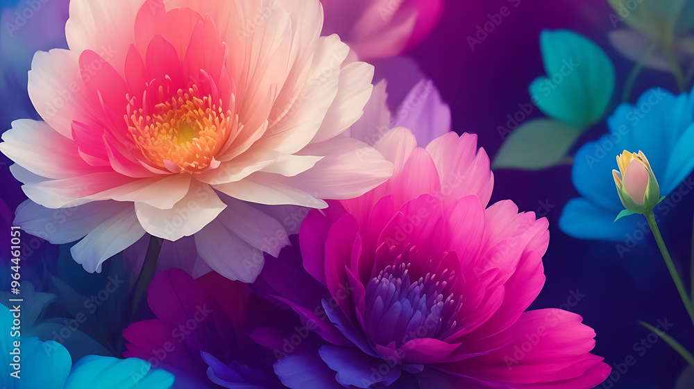 Obraz premium High quality bright grainy texture gradient color background ideal for floral and botanical realistic illustration design.
