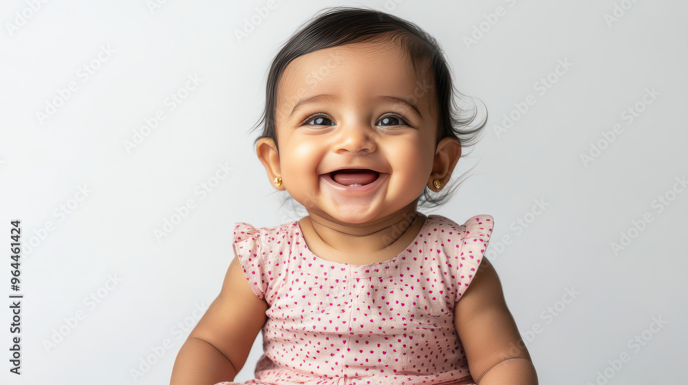Portrait of Smiling Indian baby girl, sitting joyfully ,isolated on a pure white background Portrait of Smiling Indian baby girl, sitting joyfully ,isolated on a pure white background