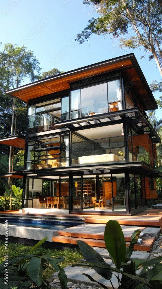 High-tech sustainable house with modern amenities. High-tech sustainable house with modern amenities.